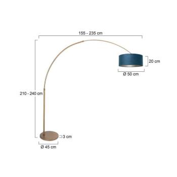 Íves álló lámpa Sparkled Light bronz/kék, 240 cm, velúr kép