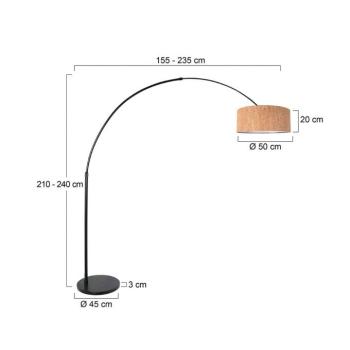 Íves álló lámpa Sparkled Light, fekete/barna, 240 cm, parafa kép
