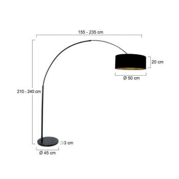 Íves álló lámpa Sparkled Light fekete/fekete-arany, 240 cm kép