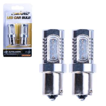 Izzó 5 SMD LED 12V BA15S 5×1,5W, 2 db – narancssárga – 96818 kép
