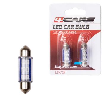 Izzó 6LED 12V SV8,5 36 mm kék, szoffita, 2 db – 92810 kép