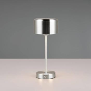Jeff LED-es újratölthető asztali lámpa, nikkel színű, magasság 30 cm, fém kép