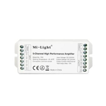 Jelerősítő , Monokróm/CCT/RGB/RGBW/RGB-CCT szalagokhoz , 180 Watt , 5 csatorna , 5x6 Amper , Miboxer (Mi-Light) , PA5 kép