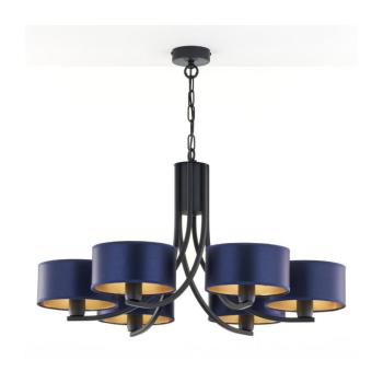 Jupiter 2102 - Láncos csillár ARTHUR 6xE27/15W/230V kék/fekete 2102 kép