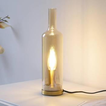 JUST LIGHT. Asztali világítás Bottle, borostyánszínű, üveg, E14 kép