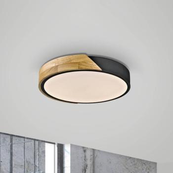 JUST LIGHT. Bila LED mennyezeti világítás, fekete, Ø 32 cm, fa kép