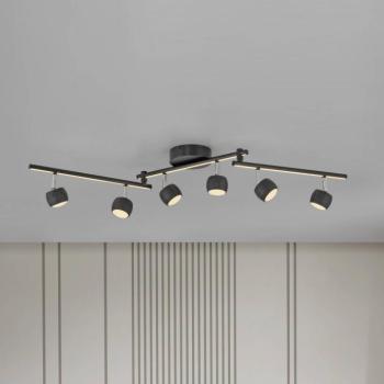 JUST LIGHT. Jarik LED mennyezeti spotlámpa, 6 izzós, fekete, 3 000 K kép