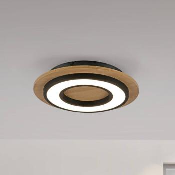 JUST LIGHT. LED mennyezeti lámpa Tola, kerek, fa, 3.000 K kép