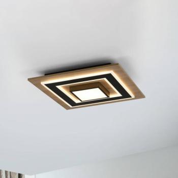 JUST LIGHT. LED mennyezeti lámpa Tola, szögletes, 2-lámpás, fa, 3000 K