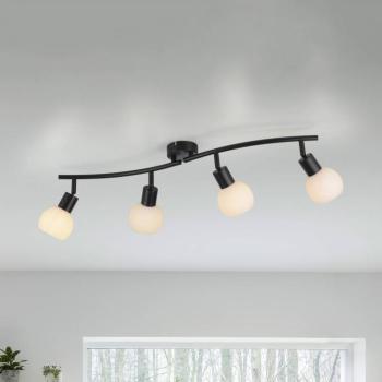JUST LIGHT. Loki mennyezeti lámpa, 4-lámpás, fekete, vas, üveg kép