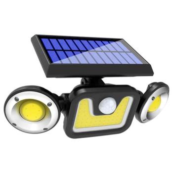 JY-1729 kültéri napelemes falilámpa 54 COB LED-del – vízálló, mozgásérzékelős szolár lámpa (BBV)