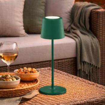 Kaami LED tölthető asztali világítás, zöld, magasság 37 cm, IP44, dimmelhető