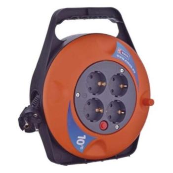 Kábeldob 10 m, 4 aljzat, fekete, PVC, 230 V, 1 mm2, 230V, IP20, EMOS, P19510