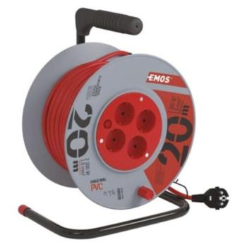 Kábeldob 20 m, 4 aljzat, piros, PVC, 230 V, 1 mm2, 230V, IP20, EMOS, P09220 kép