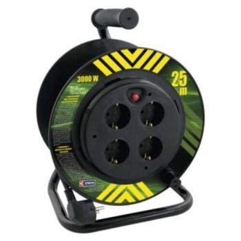 Kábeldob 25 m, 4 aljzat, fekete, PVC, 230 V, 1,5 mm2, 230V, IP20, EMOS, P19427 kép