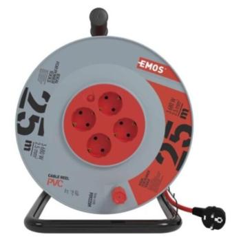 Kábeldob 25 m, 4 aljzat, fekete, PVC, 230 V, 2,5 mm2, 230V, IP20, EMOS, P09225M kép