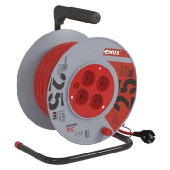 Kábeldob 25 m, 4 aljzat, narancssárga, PVC, 230 V, 1,5 mm2, 230V, IP20, EMOS, P09225 kép