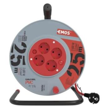 Kábeldob 25 m, 4 aljzat, piros, PVC, 230 V, 1,5 mm2, 230V, IP20, EMOS, P092251 kép