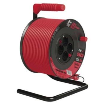 Kábeldob 50 m, 4 aljzat, piros, PVC, 230 V, 1,5 mm2, 230V, IP20, EMOS, P092501 kép