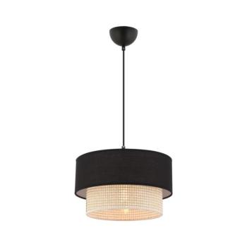 Elegáns fém csillár pamut sapkával, krém és fekete, 65 cm magasság | CE tanúsítvánnyal rendelkező, E27-es aljzat, tökéletes modern lakóterekbe és étkezőkbe kép