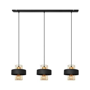 Kábeles függeszték VOLTA 3xE27/15W/230V fekete/rózsaarany W-L 1377/3 BK+BR kép