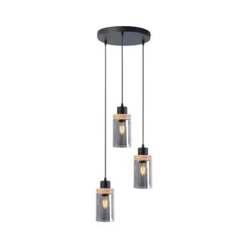 Kábelre függesztett csillár WOODNEST 3xE27/15W/230V fenyő/füstös fekete W-KD 1015/3 BK+SM kép