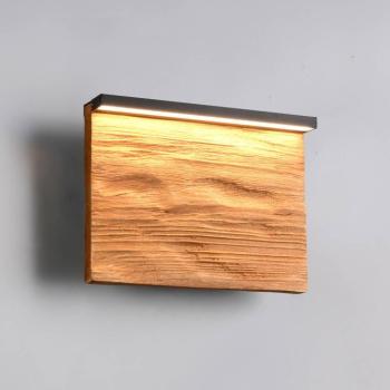 Kalea LED fali lámpa, szélesség 20 cm, fa színű, fa