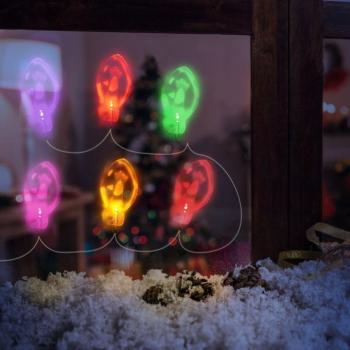 Karácsonyi LED-es fényfüzér - gél ablakmatrica - 6 LED - 2 x AA kép