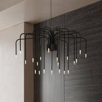 Karman LED lógó lámpa BOOM, fekete, fém, Ø 90 cm 22-lámpás. kép