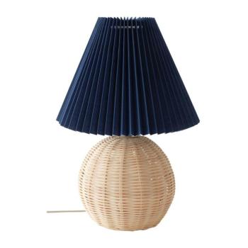 Kék-natúr színű rattan asztali lámpa (magasság 36 cm) Sisal – Jotex kép