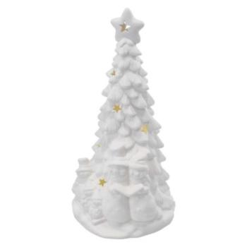 Kerámia LED-es fa hóemberekkel, 33,5 cm, 2x AA, meleg fehér, időzítő kép