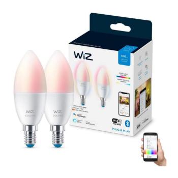 KÉSZLET 2x LED RGBW Dimmelhető izzó C37 E14/4,9W/230V 2200-6500K Wi-Fi - WiZ 871951455127501 kép