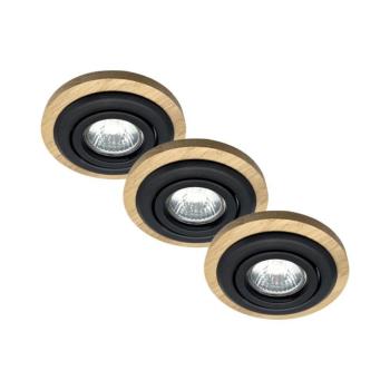 3 darabos TOBBY süllyesztett mennyezeti lámpa 1xGU10/20W/230V, Ø 11,5 cm, tölgy/fekete LM-3.281/NATURALNY kép