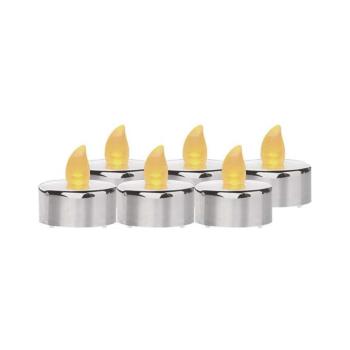 LED dekoráció – 6x teamécses, ezüst, 6x CR2032, beltéri, vintage, IP20, EMOS, DCCV12 kép
