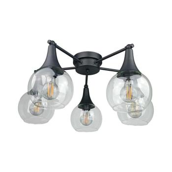 Keter Lighting Felületre szerelhető csillár STAR 5xE27/60W/230V fekete/átlátszó 2848 kép