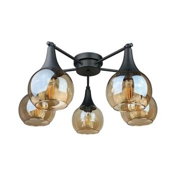 Keter Lighting Felületre szerelhető csillár STAR 5xE27/60W/230V fekete/füstös bézs 2845 kép