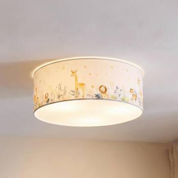 Kids Print gyermek mennyezeti lámpa, színes/fehér, Ø50 cm, textil kép