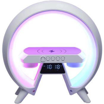KIK KX3384 Multifunkciós Bluetooth RGB hangszóró, vezeték nélküli töltővel, fehér kép