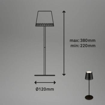 Kiki LED-es újratölthető asztali lámpa, fekete, IP44, 3000K kép
