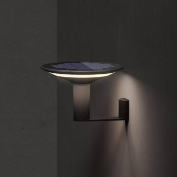 KLEWE LED napelemes fali lámpa Keope, antracit, Ø 21 cm alumínium IP65 kép