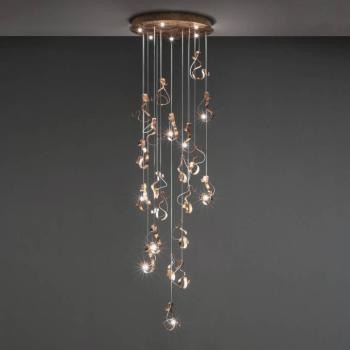 Knikerboker Curve LED függőlámpa, 20-izzós, bronz kép