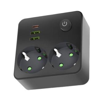 Kobi LINEA PRO FL2 elosztó 2 aljzat + 2 USB/1 USB-C fekete, 2500W, KOBI-004318