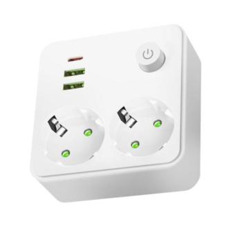 Kobi LINEA PRO FL2 elosztó 2 aljzat+2USB/1USB-C fehér, 2500W, KOBI-004317 kép