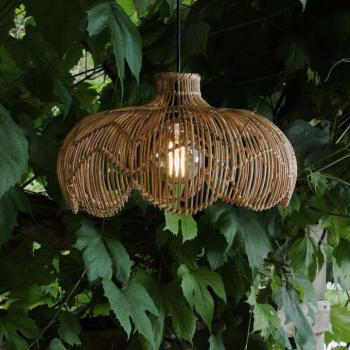 Külső függesztett lámpa Belle, természetes rattan, Ø 43 cm, dugasz IP44 kép