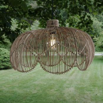 Külső függesztett lámpa Belle, természetes rattan, Ø 53 cm, IP44 csatlakozó