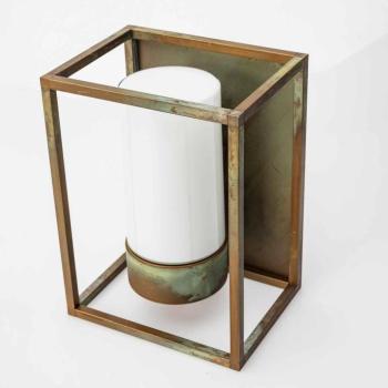 Kültéri fali lámpa Cubic³ 3366 sárgaréz antik/opal kép