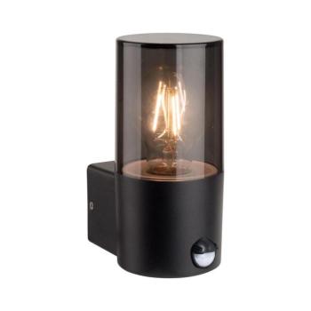 Kültéri fali lámpa érzékelővel 1xE27/40W/230V IP44 fekete/füstszínű OUTD. WALL LIGHT E27 XD ROUND kép