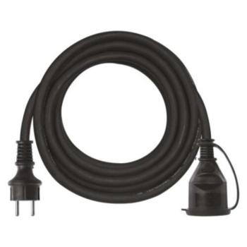 Kültéri hosszabbító 5 m, 1 aljzat, fekete, gumi-neoprén, 250 V, 1,5 mm2, 230V, IP44, EMOS, P01805