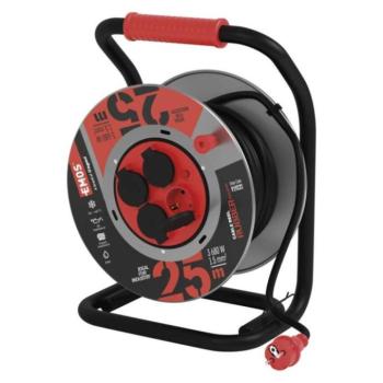 Kültéri kábeldob 25 m, 4 aljzat, fekete, gumi-neoprén, 230V, 1,5 mm2, IP44, EMOS, P19222 kép