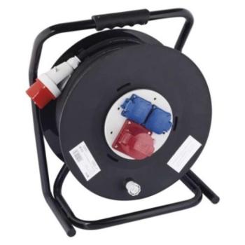 Kültéri kábeldob 33 m, 3 aljzat, fekete, gumi, 230V/400V, 2,5 mm2, IP44, EMOS, P19733 kép